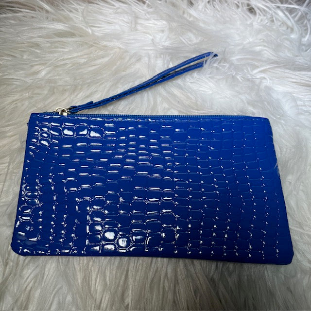 Croc Wristlet Clutch - Blue