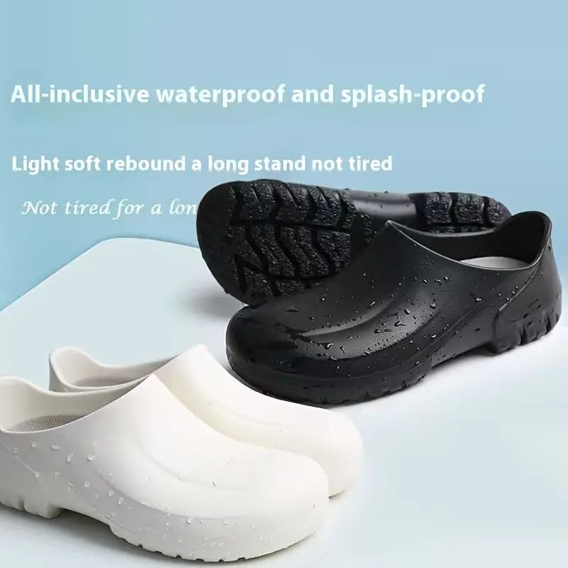 Unisex Non-Slip Eva Sole Shoes - Comfortable Black Work Shoes Suitable for Nurses, Chefs, and Office Use, with Easy Slip-On Design, Tire-Textured Soles for Enhanced Grip, Chef's Clogs, Slip-On Footwear, Durable Slippers, Non-Slip Work Shoes