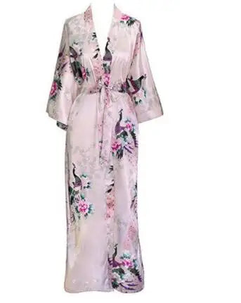Plus Size XXXL Chinese Women Long Robe Print Flower Peacock Kimono Bathrobe Gown Bride Bridesmaid Wedding Robes Sexy Sleepwear
