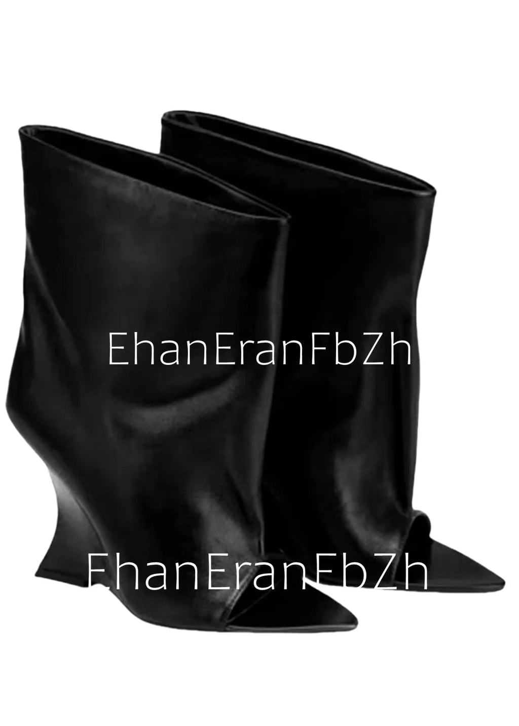 2005SoleLadies' Spring/Summer New Fish Mouth Slope High Heel Short Boots with Pointed Toe Exposed Cool Boots, Mid Top Boots