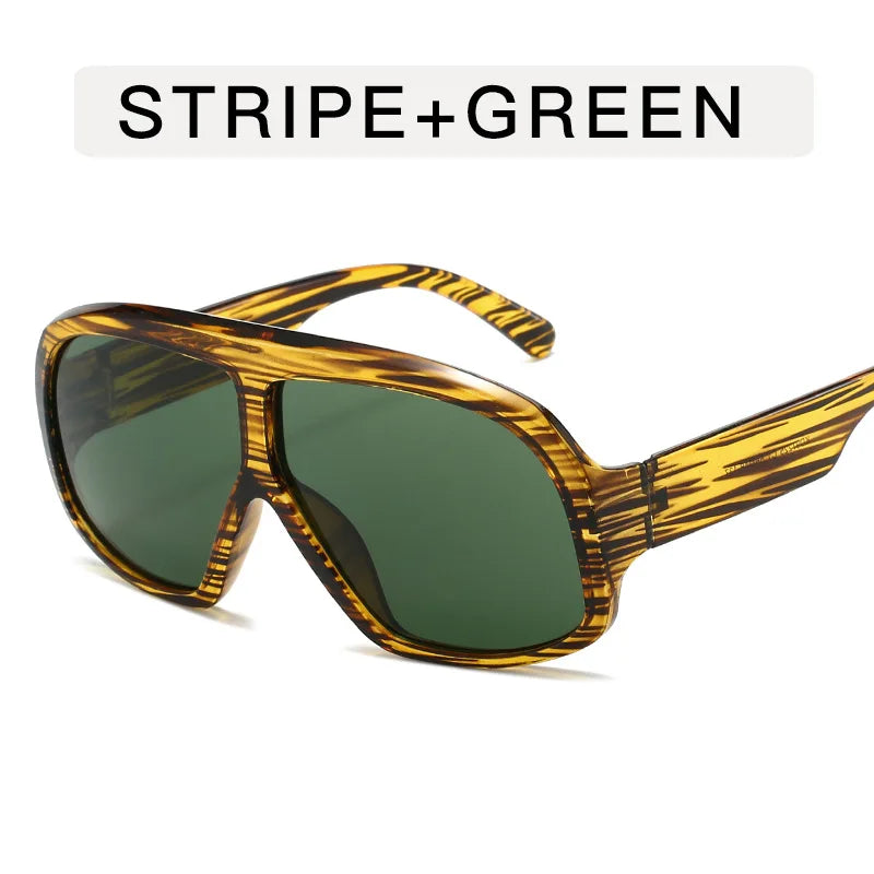 Retro Big Frame Women Square Sunglasses Brand Black Round Gradient Cool Men Sunglasses One Piece Designer Pilot Sun Glasses