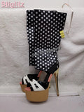 Sexy Polka Dots Knee-high Sandals Patchwork Leather Peep Toe Metal Heel Summer Boots 2026 Summer New Fashion Stiletto Women Shoe