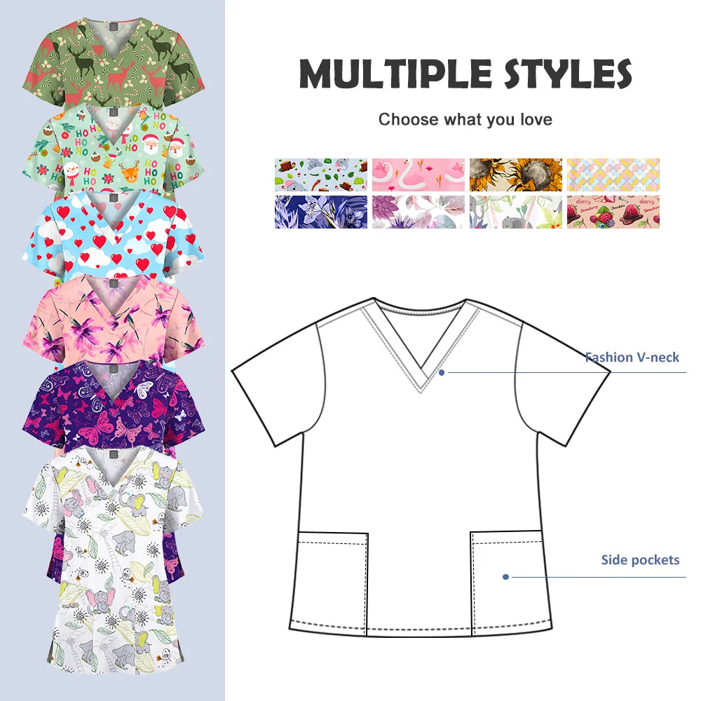 Wholesale Unisex Women Medical Scrub Tops Nurse Clothing Medical Uniforms Veterinary Dental Work Wear Nursing Accessories Scrubs