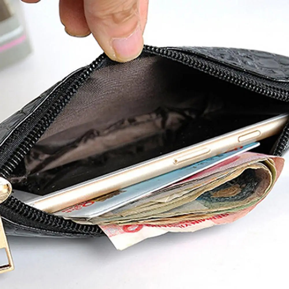 Fashion Women Handbag Faux Leather Wallet Purse Zipper Closure Portable Solid Color Phone Handle Bag Long Wallet
