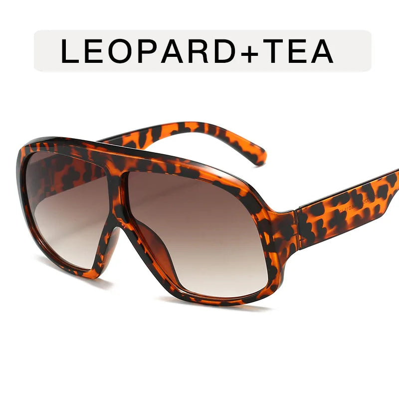 Retro Big Frame Women Square Sunglasses Brand Black Round Gradient Cool Men Sunglasses One Piece Designer Pilot Sun Glasses