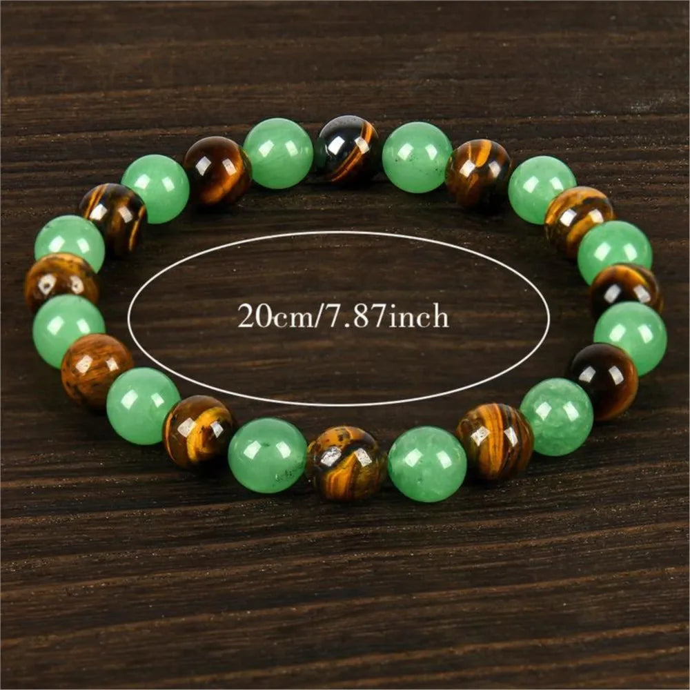 1pc Arpurraina Money Attraction Green Aventurine & Tiger Eye Beads Bracelet for Women Encouragement Stone Beads Party Jewelry