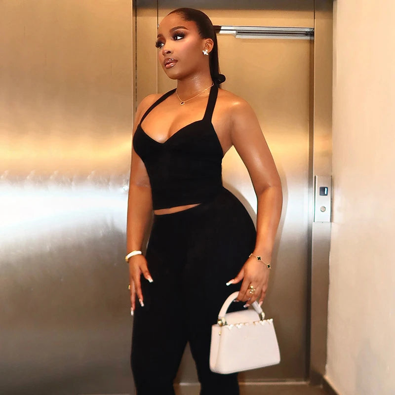 Summer Woman Matching Sets Outfits Solid Color Crop Top and Capris Leggings Sexy Y2k Two Pieces Set Women's Clothes 2 Piece Sets