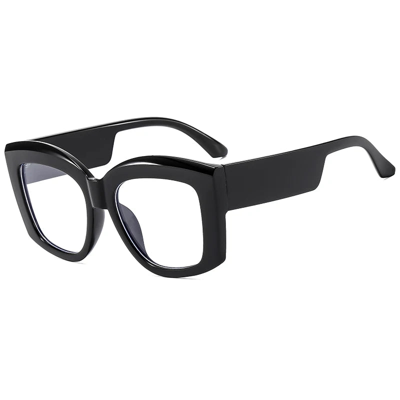 Cycling 2024 Fashion New Versatile Concave Style Glasses Frame Trendy Women's Flat Mirror Square Wide Leg Casual Eyeglasses