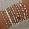 11Pcs/Set Boho Twisted Flat Snake Chain Anklet for Women Summer Beach Vintage Barefoot Ankle Bracelet On Leg Jewelry Accessories