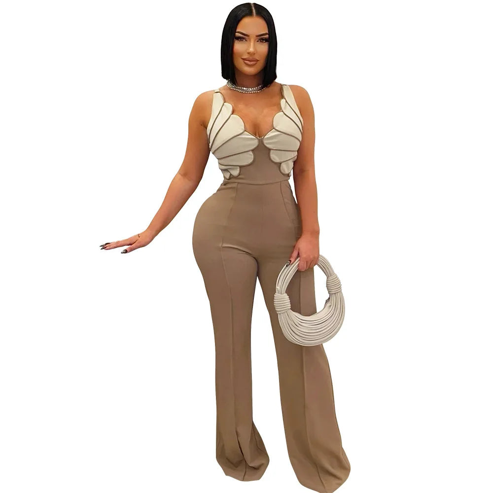 Solid Color Women Jumpsuits For Summer Spring Sleeveless Bandage Loose Fashion Streetwear Overalls Wide Leg Pants Trousers 2025