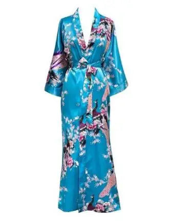 Plus Size XXXL Chinese Women Long Robe Print Flower Peacock Kimono Bathrobe Gown Bride Bridesmaid Wedding Robes Sexy Sleepwear