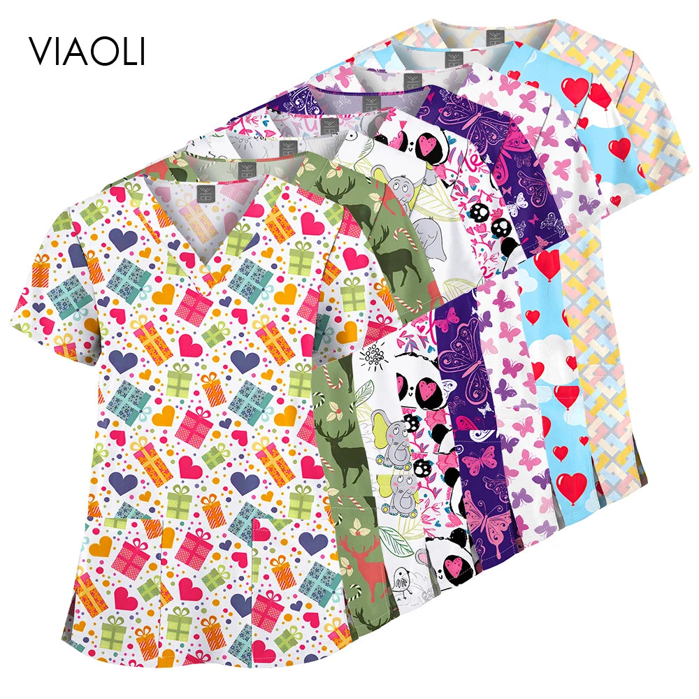 Wholesale Unisex Women Medical Scrub Tops Nurse Clothing Medical Uniforms Veterinary Dental Work Wear Nursing Accessories Scrubs