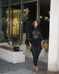 2025 Autumn Winter Hot Sale Women 2 Piece Set Hollow Out Mesh Long Sleeve Top Leggings Sets Female Streetwear Sexy Club Outfits