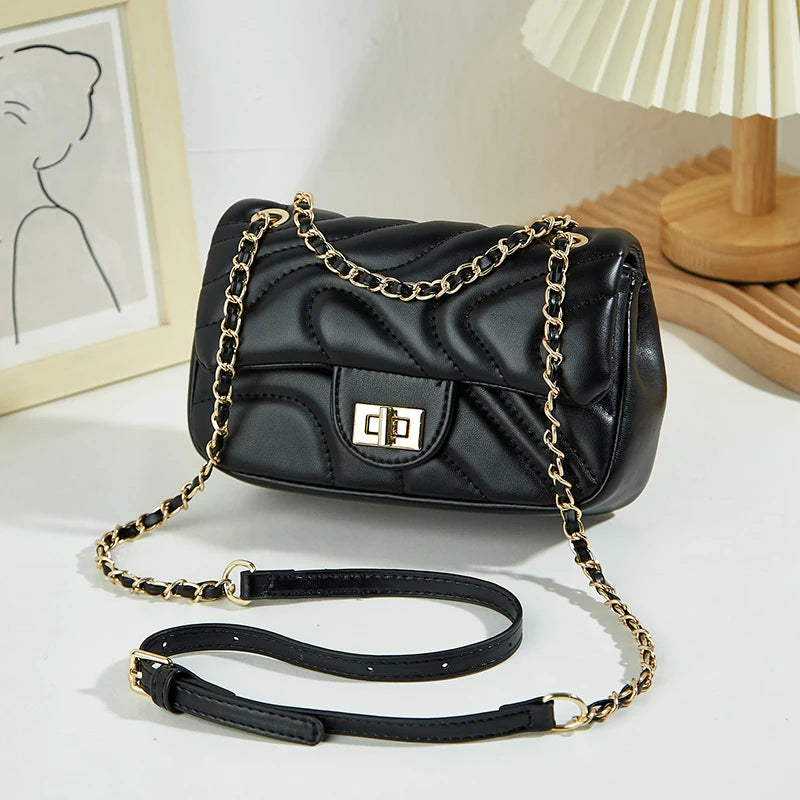 2025 New Women's Bag with a High-End Trendy Square Design, Fashionable Chain Shoulder Bag, Casual Simple Crossbody Bag for
