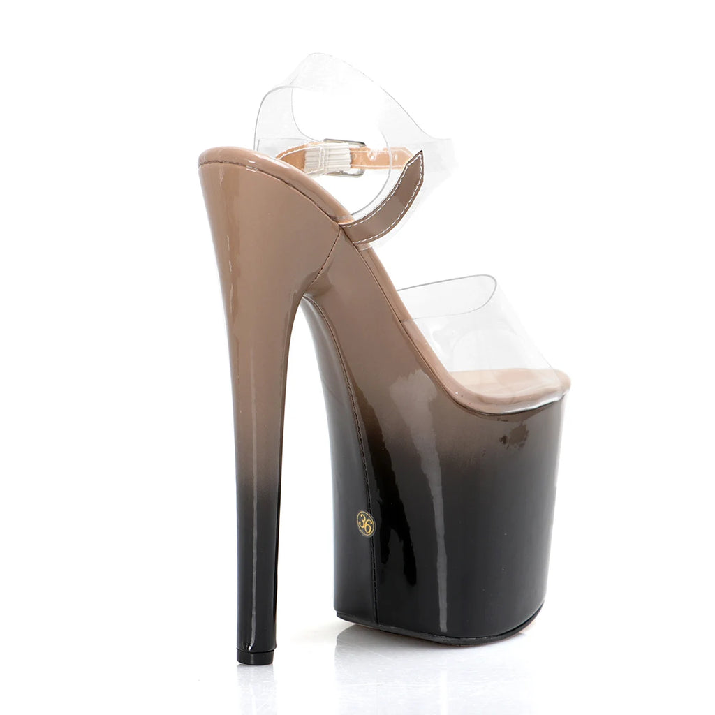Stripper 20cm Leopard Print Nightclub Peep Toe Clear Platform 8Inch Sandals Women Gothic Shoes Sexy Pole Dance Exotic Thin Heels