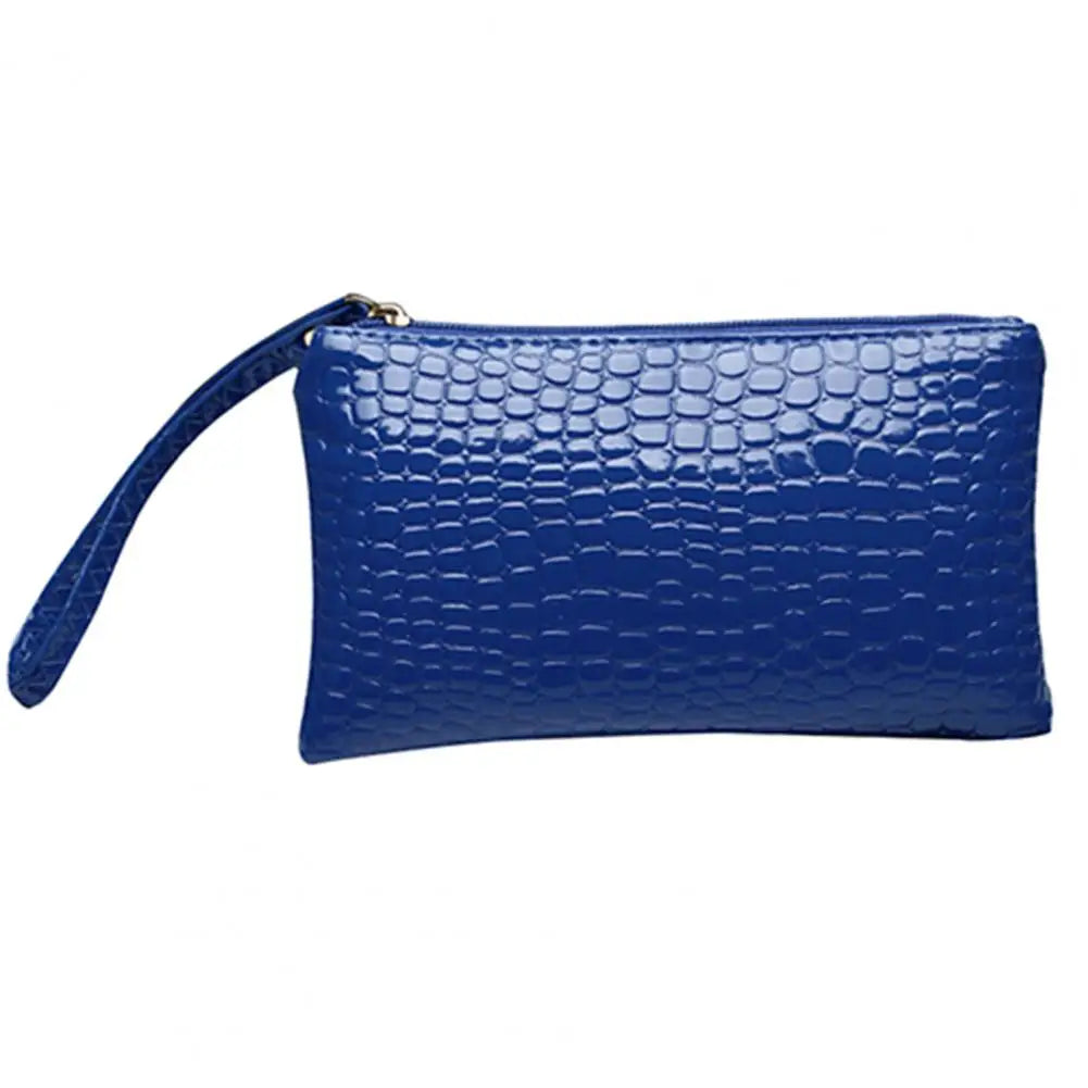 Fashion Women Handbag Faux Leather Wallet Purse Zipper Closure Portable Solid Color Phone Handle Bag Long Wallet