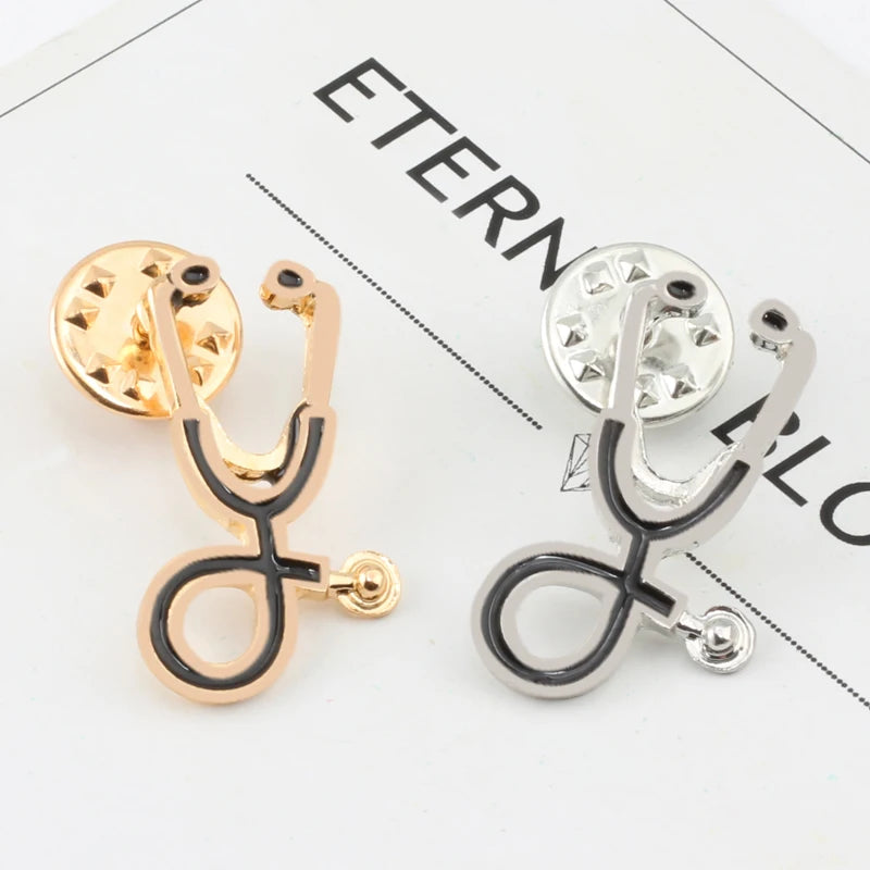 Organ Medical Stethoscope Brooches Pins Heart Tooth Brain Eye Badges For Doctor Nurse Dentist Jewelry Enamel Jackets Collar Pin