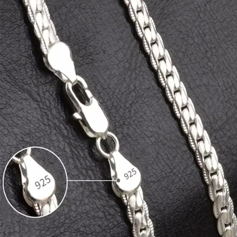 Fine Top Brand Silver Color 6mm Chain Necklace for Woman Men 16-24inch Fashion Wedding Party Jewelry Gift Dropshipping