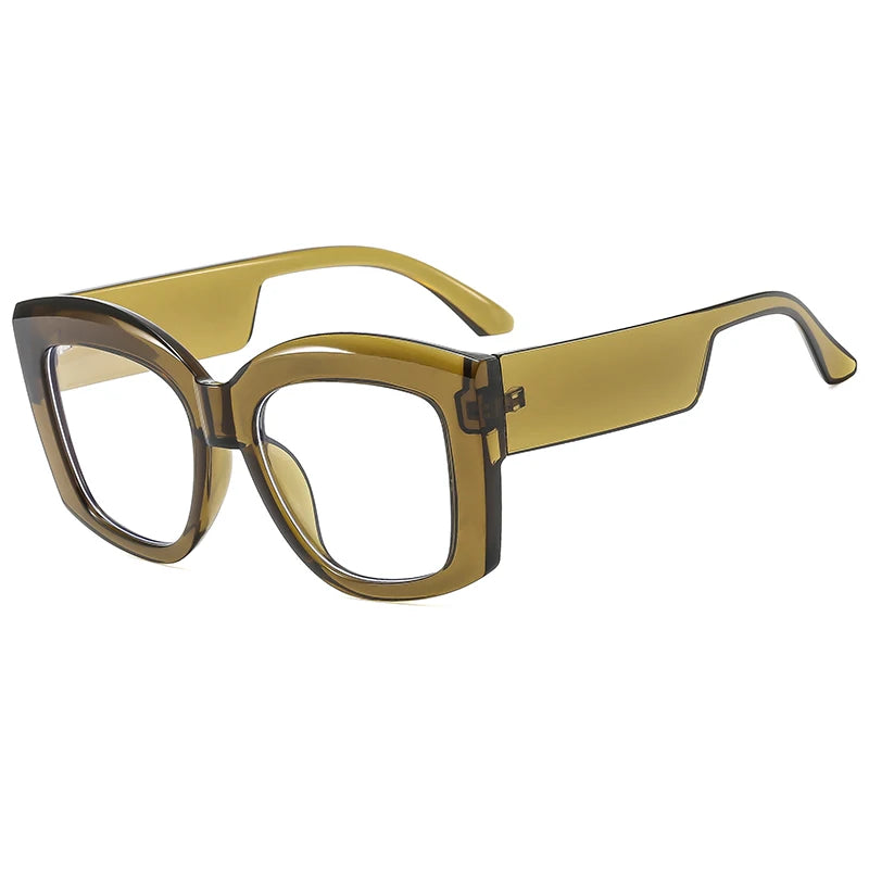Cycling 2024 Fashion New Versatile Concave Style Glasses Frame Trendy Women's Flat Mirror Square Wide Leg Casual Eyeglasses