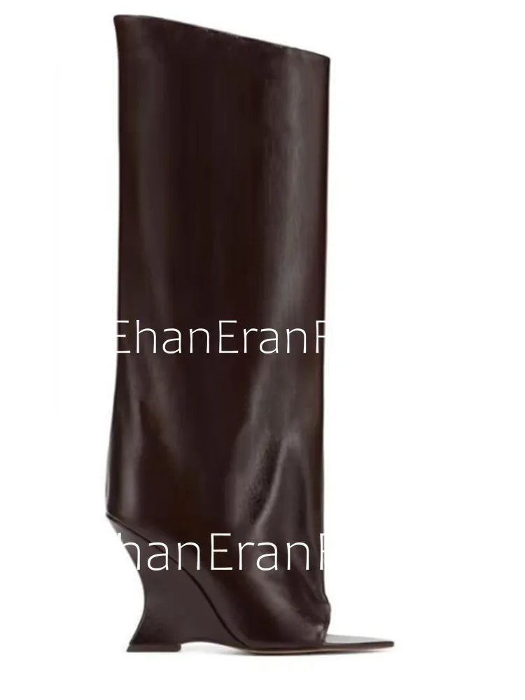 2005SoleLadies' Spring/Summer New Fish Mouth Slope High Heel Short Boots with Pointed Toe Exposed Cool Boots, Mid Top Boots