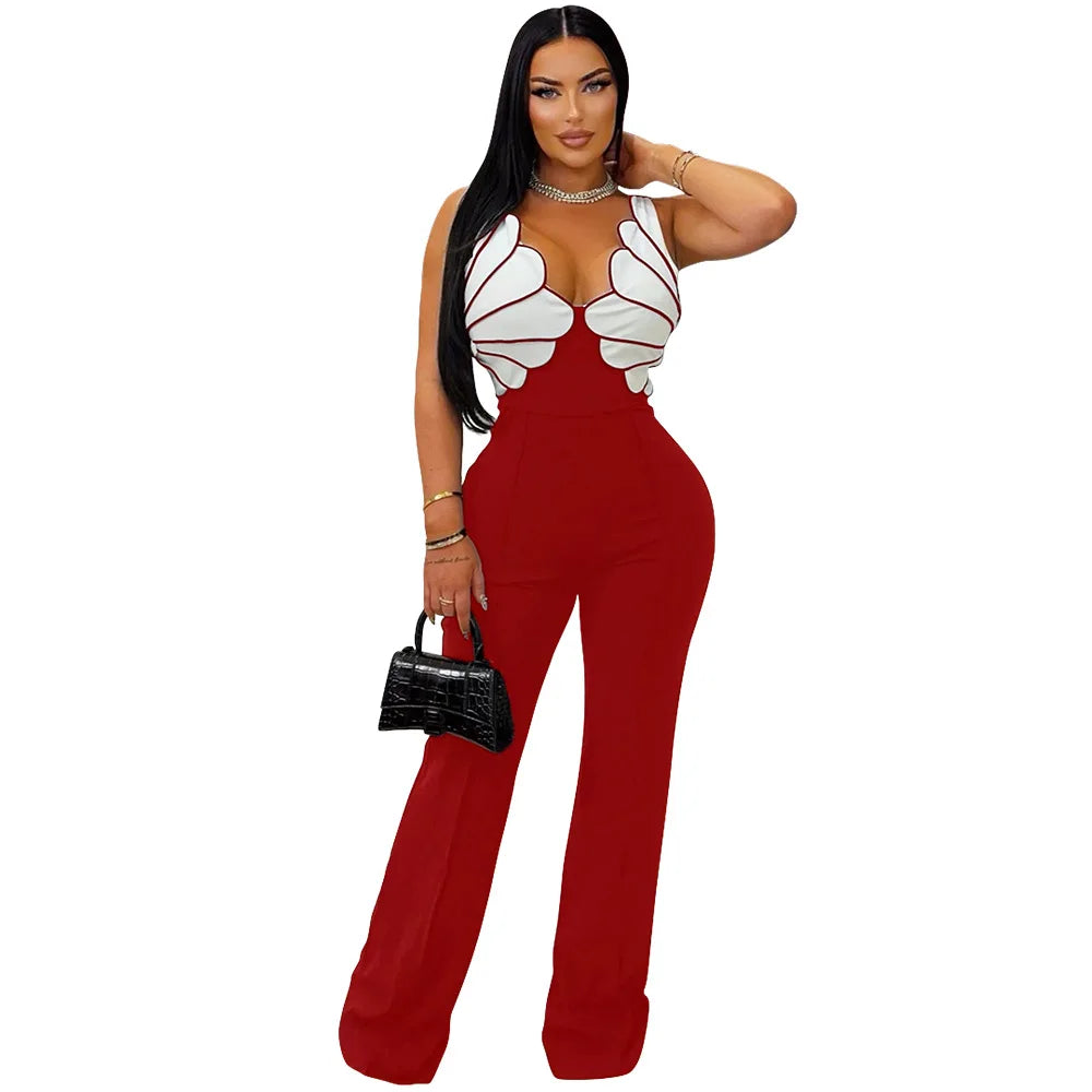 Solid Color Women Jumpsuits For Summer Spring Sleeveless Bandage Loose Fashion Streetwear Overalls Wide Leg Pants Trousers 2025