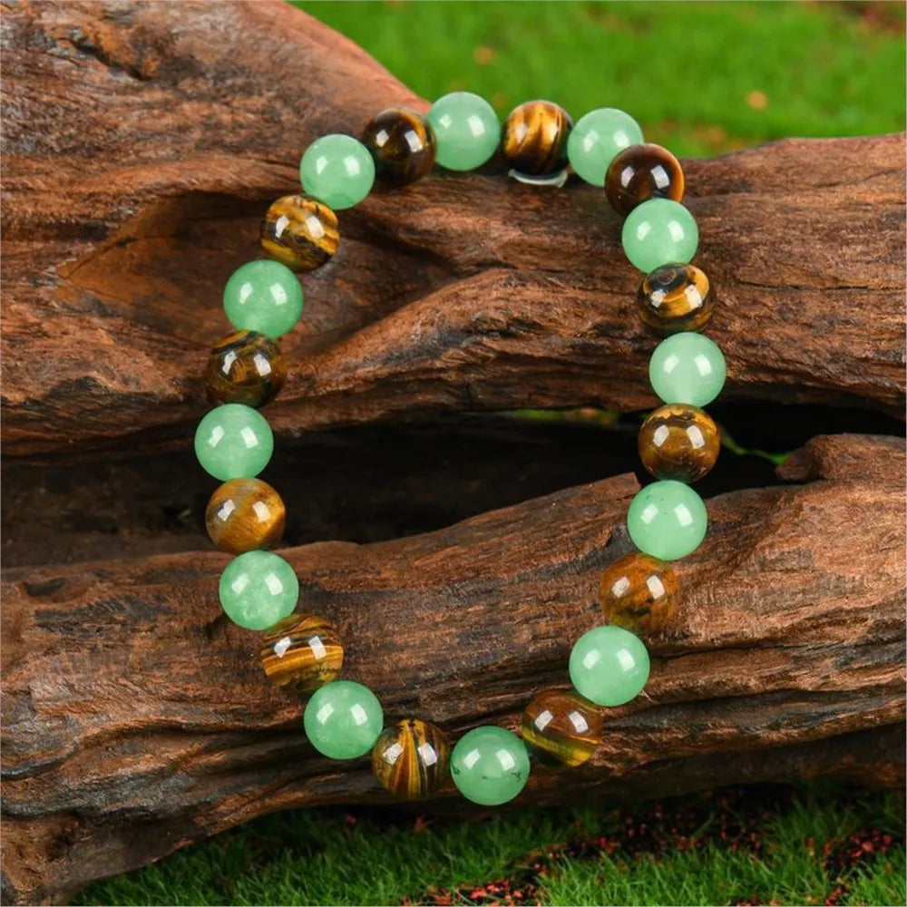 1pc Arpurraina Money Attraction Green Aventurine & Tiger Eye Beads Bracelet for Women Encouragement Stone Beads Party Jewelry