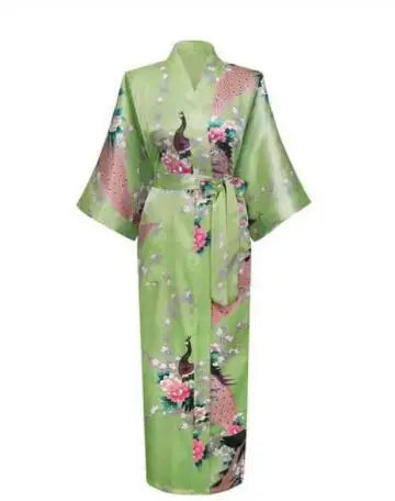 Plus Size XXXL Chinese Women Long Robe Print Flower Peacock Kimono Bathrobe Gown Bride Bridesmaid Wedding Robes Sexy Sleepwear